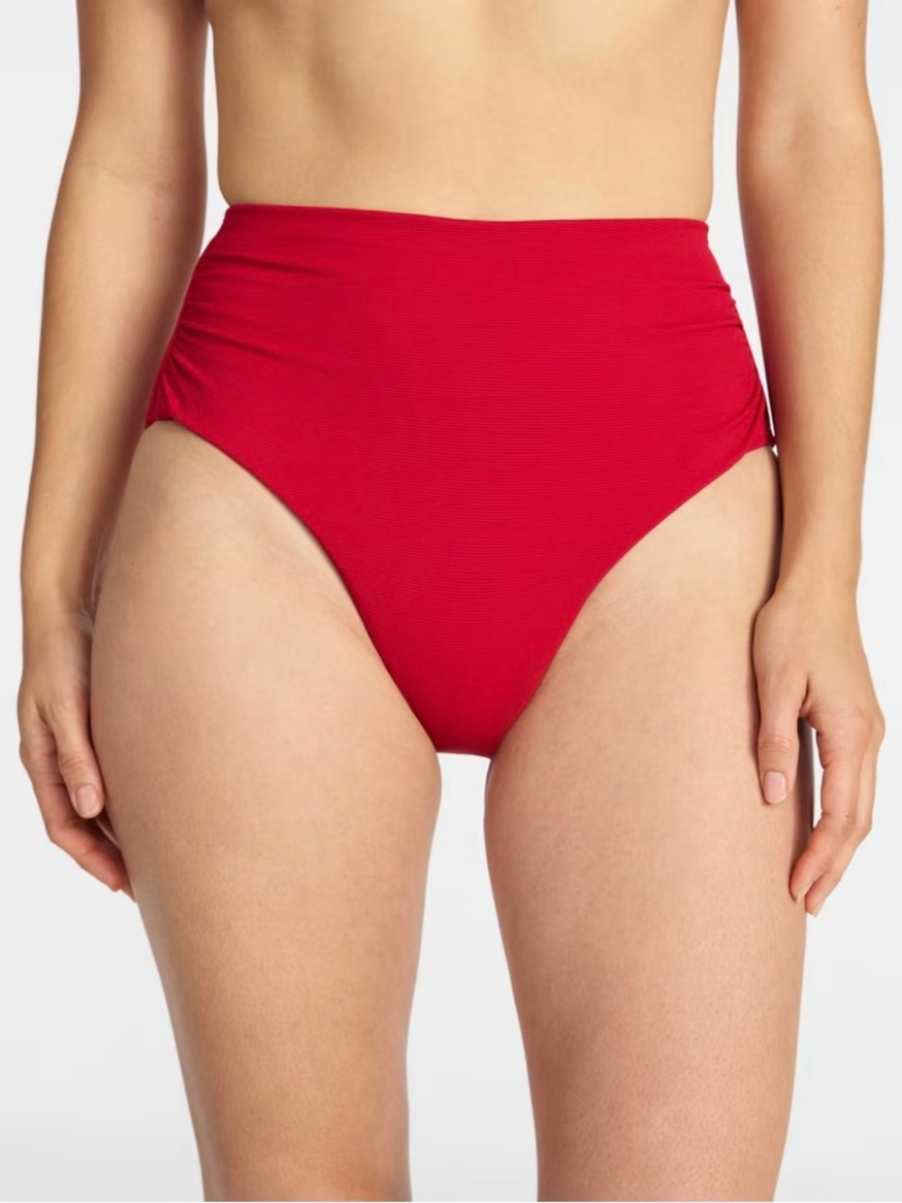 NWT Time and Tru Women's Ribbed High Waisted Bikini Bottoms Red Size 3X 24W-26W